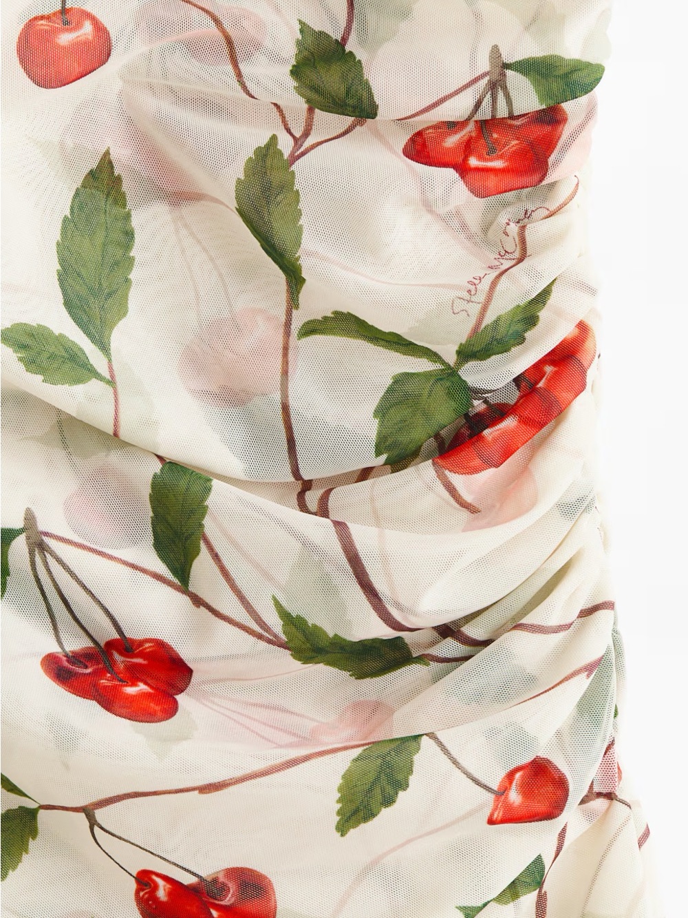 Long-Sleeve Cherry Print Top - Cream/Red - Picture 3 of 3